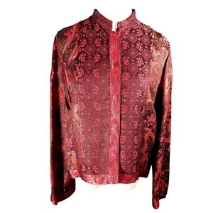 Citron Santa Monica Jacket M Silk Blend Asain Dragon Motief Jacquard Hidden Snap